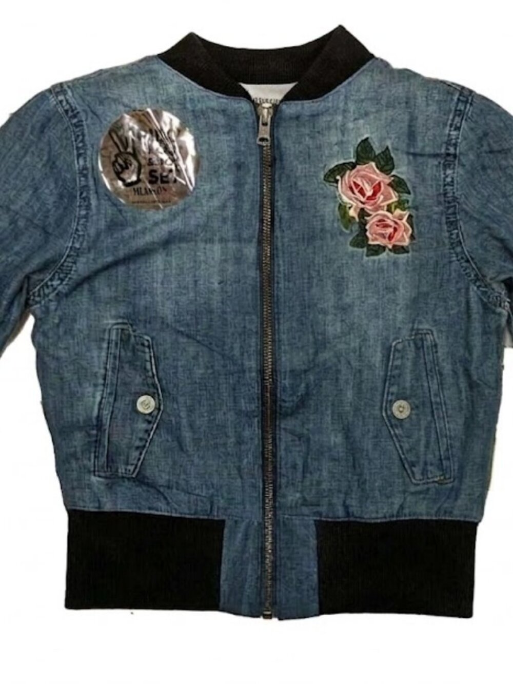 Hudson Kids! Girls' 2pc Moto Jacket & Top Set, BLUE - ROSE, L